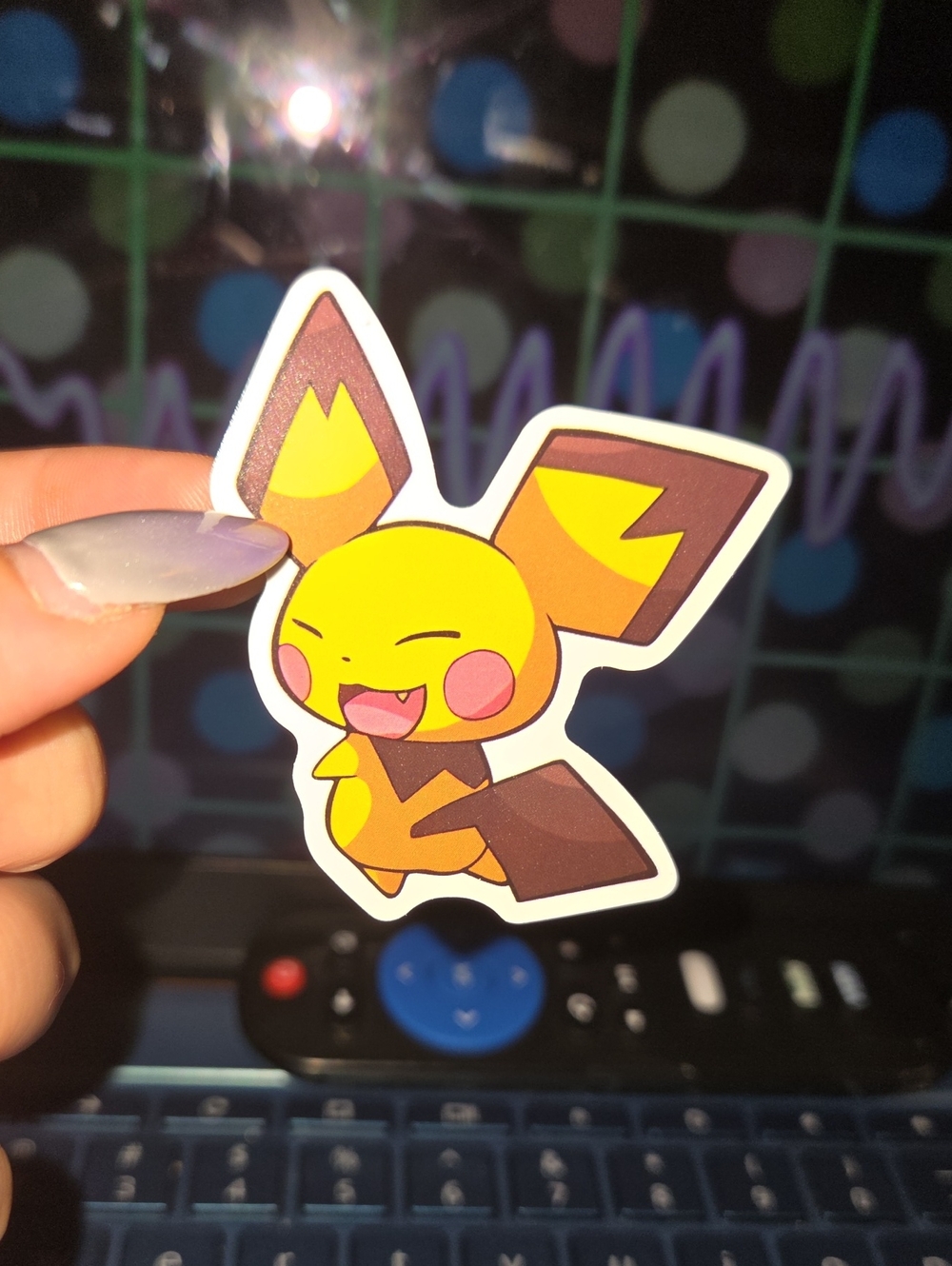 Pokemon Pichu Sticker in Yellow, Brown and Pink